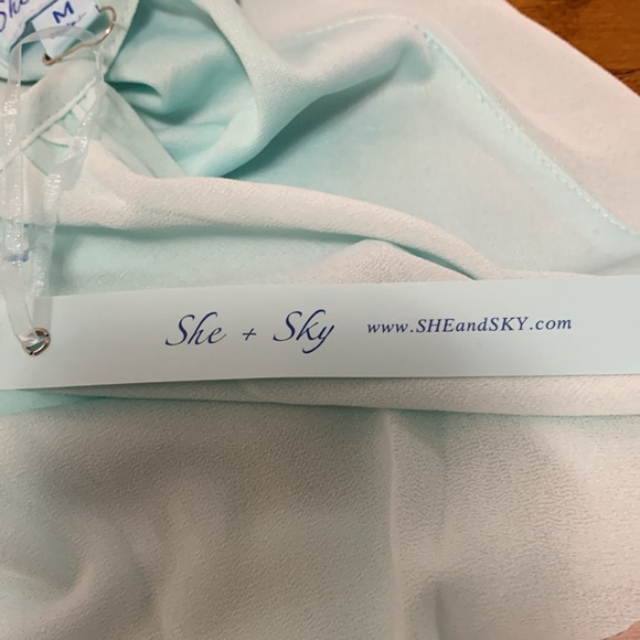 She + Sky Blue Turquoise White Halter Maxi Dress Size M NWT - Picture 8 of 10